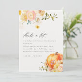 Rustikale Blumen Orange Autumn Pumpkin Wedding Dan Dankeskarte (Stehend Vorderseite)