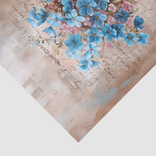 Rustikale Blumen Rosa Vase Shabby Decoupage Seidenpapier (Ausschnitt)