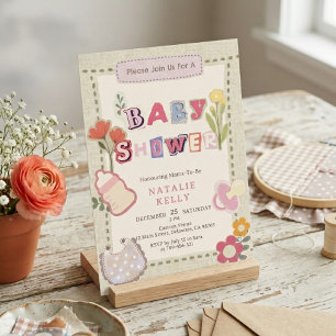Rustikale Blumen-Schabracken-Babyshower-Collage Einladung