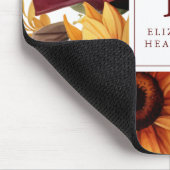 Rustikale Blumen-Sonnenblumen-Bordüre Monogramm Mousepad (Ecke)