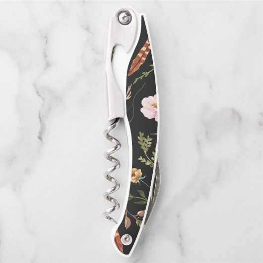 Rustikale Blumen und Antlers Initialen Hochzeit Kellnermesser (Vorderseite)