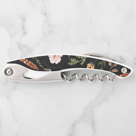 Rustikale Blumen und Antlers Initialen Hochzeit Kellnermesser (Vorderseite)