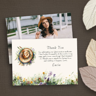 Rustikale Blumen-Wildblumen-Cowgirl-Foto Dankeskarte