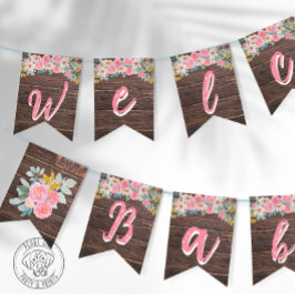 Rustikale Blumen-Willkommens-Baby-Girlande-Banner Wimpelkette