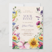 Rustikale Blumenaquarell  Einladung (Vorderseite)