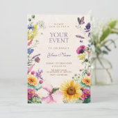 Rustikale Blumenaquarell  Einladung (Stehend Vorderseite)