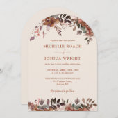Rustikale Blumenarbe Monogram Herbstliche Hochzeit Einladung (Vorne/Hinten)
