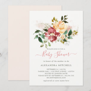 Rustikale BlumenBabyparty der Eleganz-  Einladung