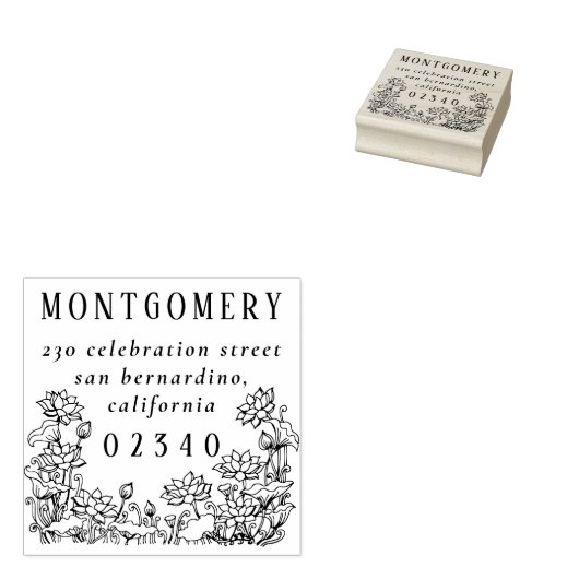 Rustikale Blumenbanden Familienname und Rücksendea Gummistempel (Stempel)