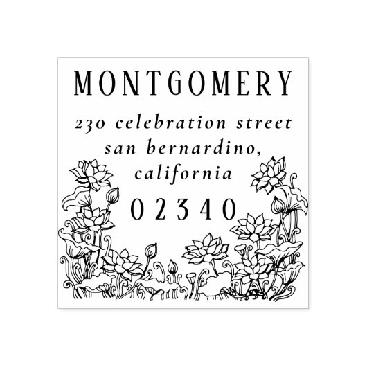 Rustikale Blumenbanden Familienname und Rücksendea Gummistempel (Prägung)