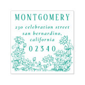 Rustikale Blumenbanden Familienname und Rücksendea Permastempel (Design)