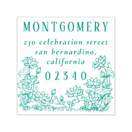 Rustikale Blumenbanden Familienname und Rücksendea Permastempel