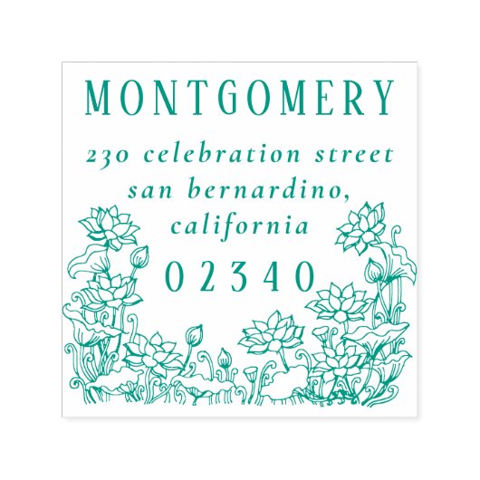 Rustikale Blumenbanden Familienname und Rücksendea Permastempel (Design)