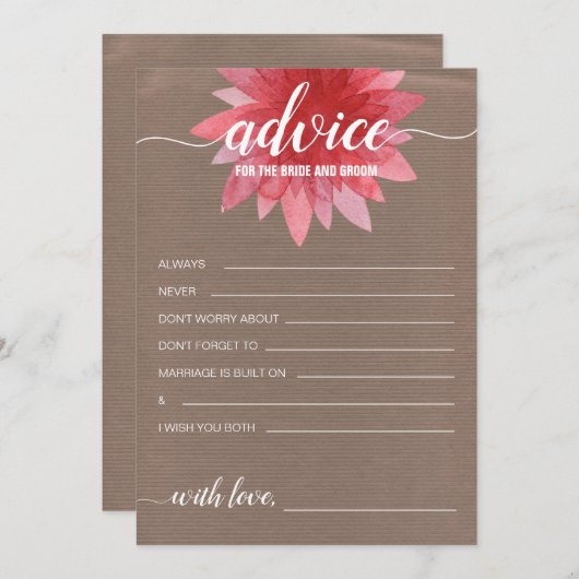 Rustikale Blumenberatung für das Bride-Brautparty Hinweiskarte (Vorne/Hinten)