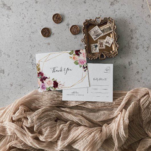 Rustikale Blumenblätter und Botanische Blätter Vie Postkarte