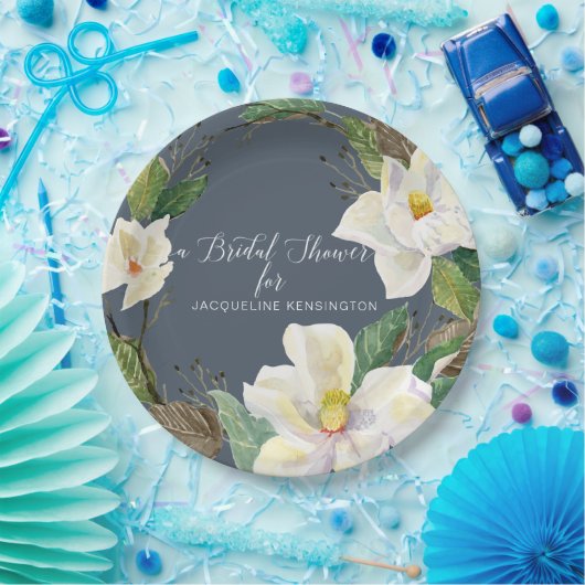 Rustikale Blumenblätterung, dunkelweiße Wasserfarb Pappteller (Party)