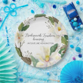 Rustikale Blumenblätterung Weißer Magnolia Wasserf Pappteller (Party)