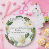 Rustikale Blumenblätterung Weißer Magnolia Wasserf Pappteller (Party)