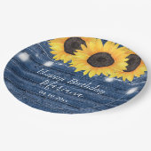 Rustikale Blumenblumen Blaue Geburtstagsparty Pappteller (Schrägansicht)