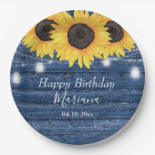 Rustikale Blumenblumen Blaue Geburtstagsparty Pappteller (Vorderseite)