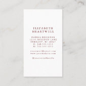 Rustikale Blumenblumen Burgundy Monogram Visitenkarte (Rückseite)