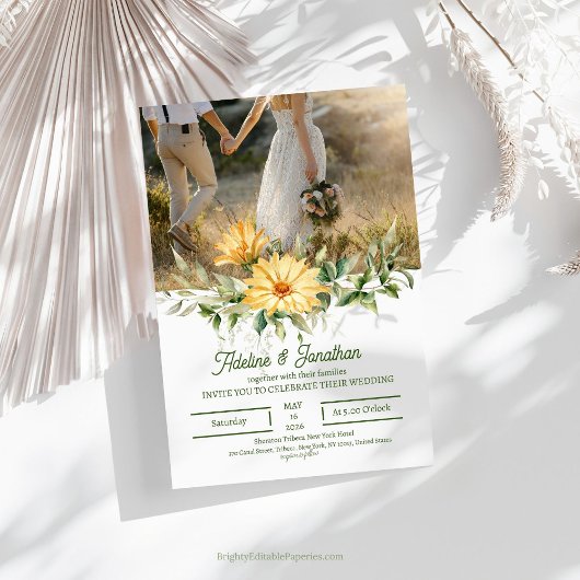 Rustikale Blumenblumen Einladung zur Hochzeit