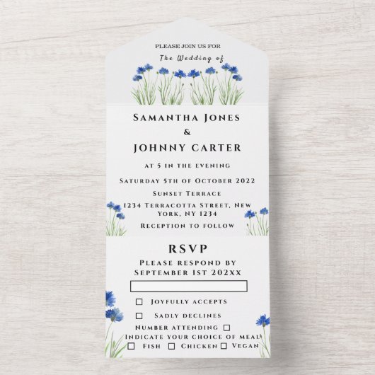 Rustikale Blumenblumen Gipskraut Hochzeit All In One Einladung (Innen Boden)