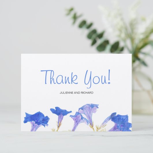 Rustikale Blumenblumen Hochzeit Danke (Stehend Vorderseite)