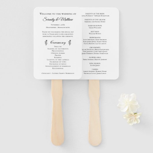 Rustikale Blumenblumen Hochzeitsprogramm Fans Fächer (Vorne und Hinten)