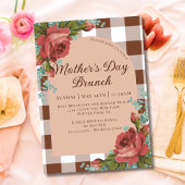 Rustikale Blumenbraun Burgund Muttertagsbrunch Einladung