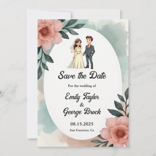 Rustikale Blumenbrille und Groomehe Save The Date (Vorderseite)