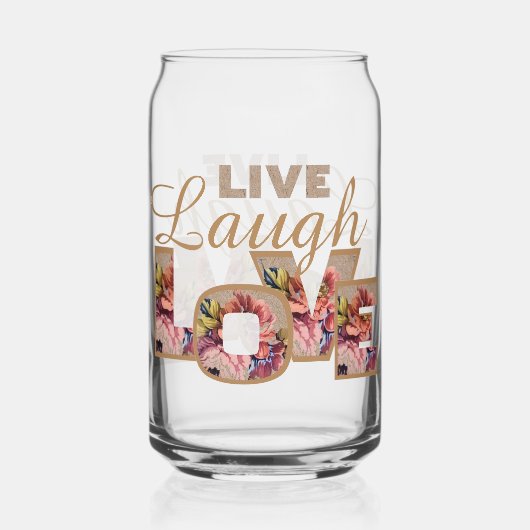 Rustikale Blumenbuchstaben Live Laugh Love Dosenglas (Vorderseite)