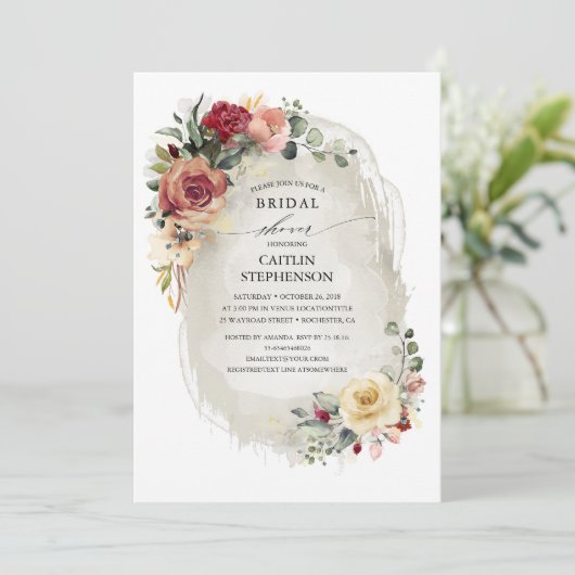 Rustikale Blumendusche Einladung (Stehend Vorderseite)