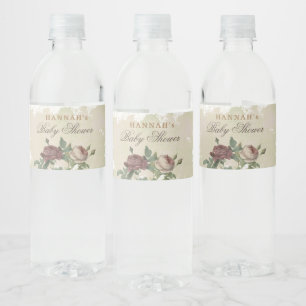 Rustikale Blumendusche Moderne Babydusche Burgundy Wasserflaschenetikett