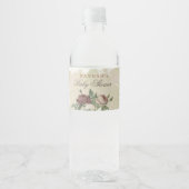 Rustikale Blumendusche Moderne Babydusche Burgundy Wasserflaschenetikett (Vorderseite)