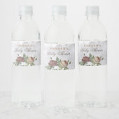 Rustikale Blumendusche Moderne Babydusche Burgundy Wasserflaschenetikett (Flaschen)