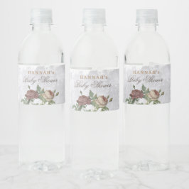 Rustikale Blumendusche Moderne Babydusche Burgundy Wasserflaschenetikett