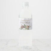 Rustikale Blumendusche Moderne Babydusche Burgundy Wasserflaschenetikett (Vorderseite)