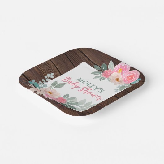 Rustikale Blumendusche Platz Pappteller (Gewinkelt)