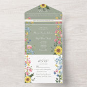 Rustikale blumenfarbene Hochzeit All In One Einladung (Innen Boden)