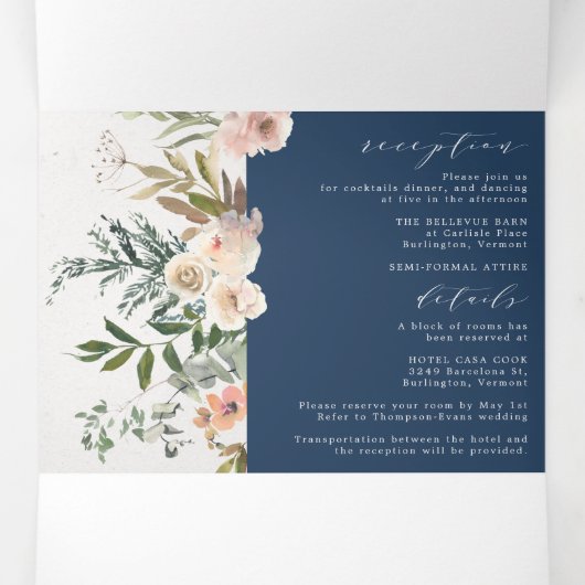 Rustikale Blumenflotte in einer Hochzeit Dreifach Gefaltete Einladung (Innenseite Mitte)