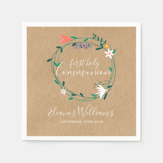 Rustikale Blumengarten Erste Heilige Kommune Serviette (Vorderseite)