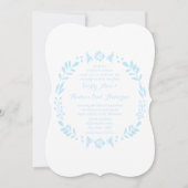 Rustikale Blumengarten Folk Art Blue Wedding Einladung (Vorderseite)