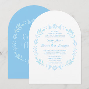 Rustikale Blumengarten Folk Art Blue Wedding Einladung