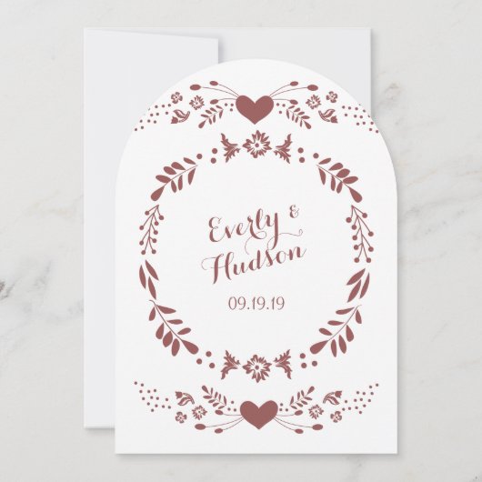 Rustikale Blumengarten Folk Art Marsala Hochzeit Einladung (Rückseite)