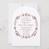 Rustikale Blumengarten Folk Art Marsala Hochzeit Einladung (Vorderseite)