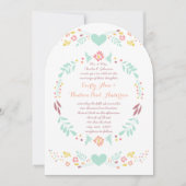 Rustikale Blumengarten Folk Art Marsala Hochzeit Einladung (Vorderseite)