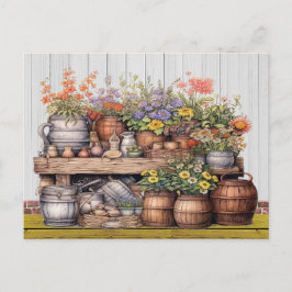 Rustikale Blumengärten Postkarte