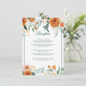 Rustikale Blumengebrannt Orange Hochzeit im Herbst Begleitkarte (Stehend Vorderseite)