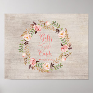 Rustikale Blumengeschenke und Karten für Hochzeite Poster